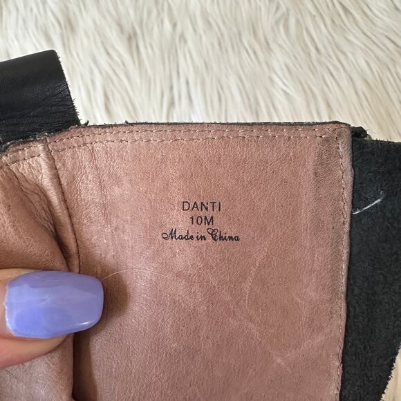 Donald Pliner Danti Combat Boots Leather Lace Up Buckle Zip Block Heeled, Black - Picture 10 of 11